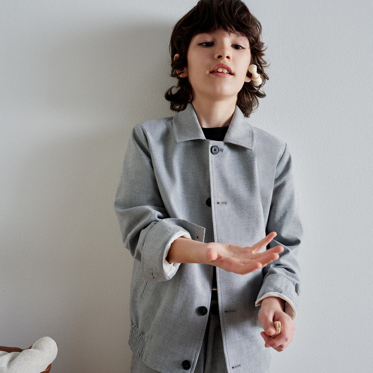 BOSS Kids Pantaloni eleganti in twill - Grigio