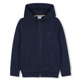 BOSS Kids Felpa con cappuccio e zip con badge Double B - Marine