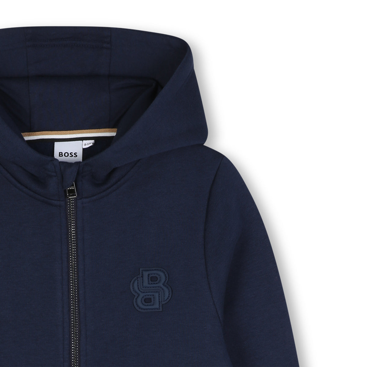 BOSS Kids Felpa con cappuccio e zip con badge Double B - Marine