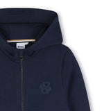 BOSS Kids Felpa con cappuccio e zip con badge Double B - Marine