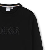 BOSS Kids Maglione girocollo con logo jacquard - Nero