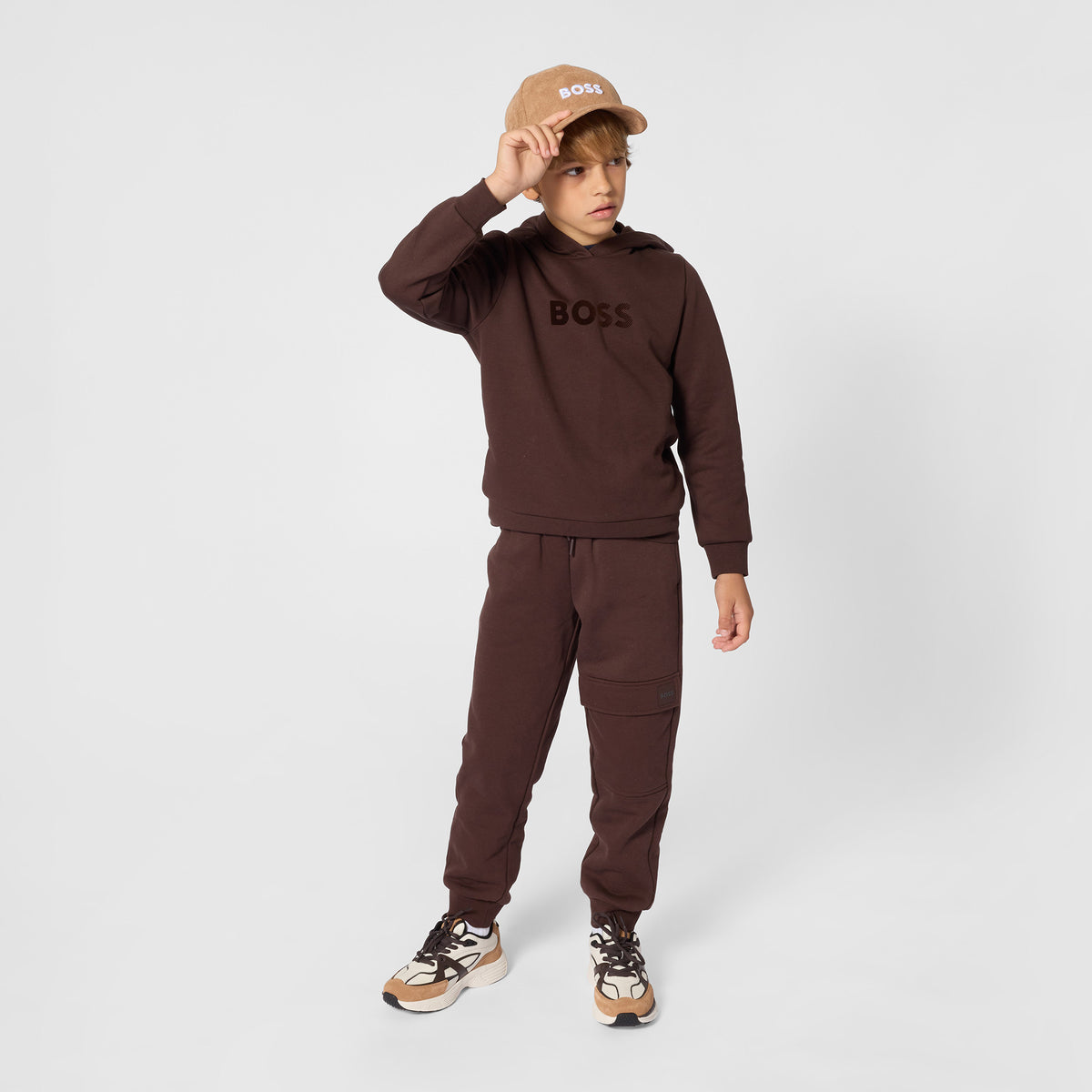 BOSS Kids Felpa con cappuccio e logo floccato - Bruno