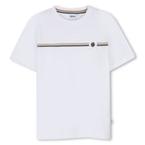 BOSS Kids T-shirt con righe iconiche e Double B - Bianco
