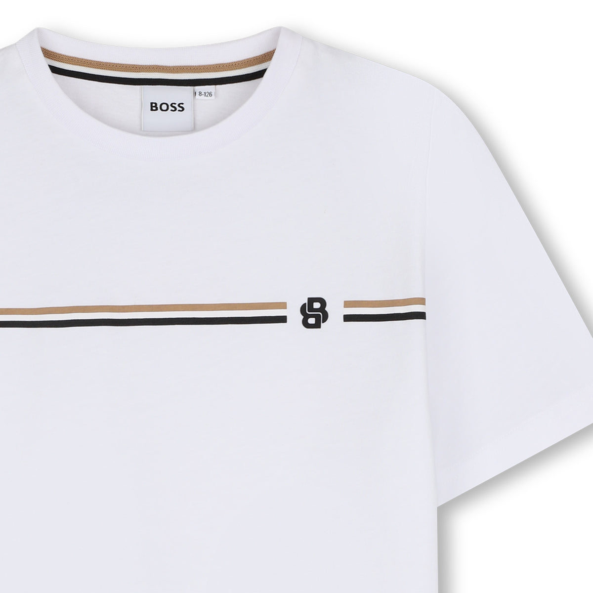 BOSS Kids T-shirt con righe iconiche e Double B - Bianco