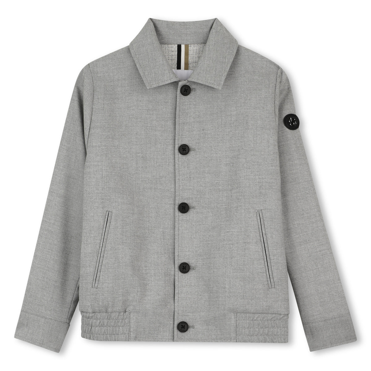 BOSS Kids Giacca elegante in twill con badge Double B - Grigio