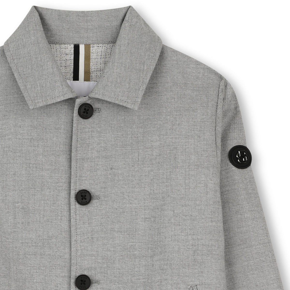 BOSS Kids Giacca elegante in twill con badge Double B - Grigio