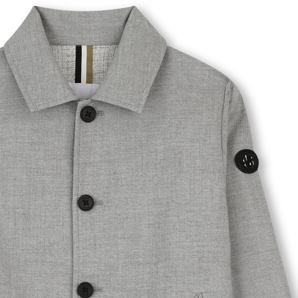 BOSS Kids Giacca elegante in twill con badge Double B - Grigio