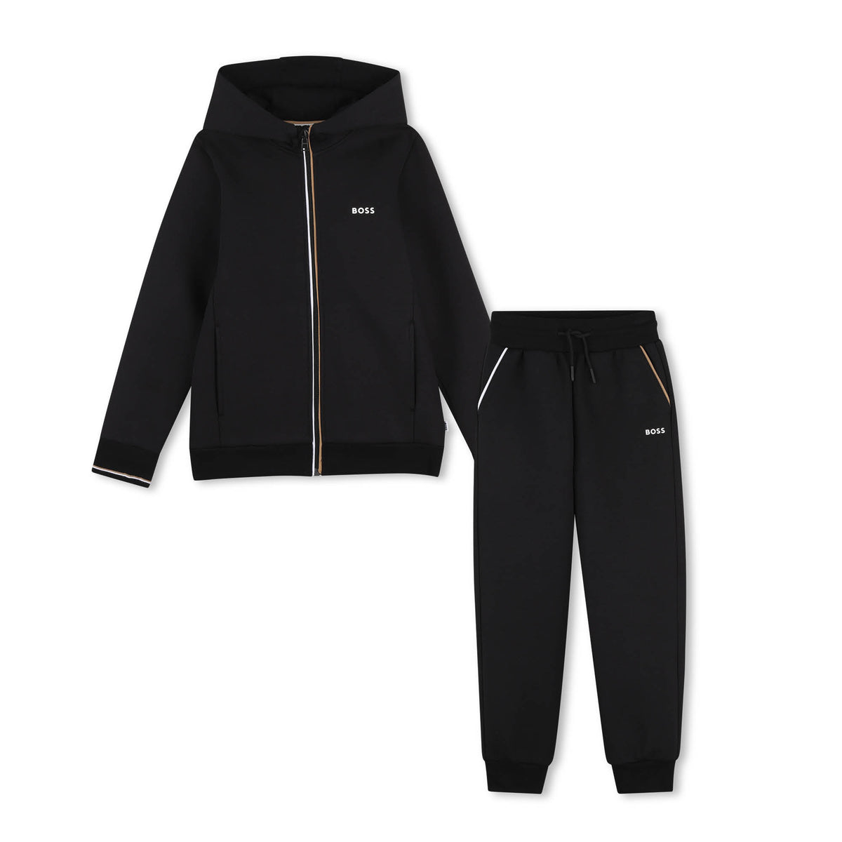 BOSS Kids Tuta con felpa con cappuccio e pantaloni - Nero