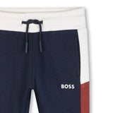 BOSS Kids Pantaloni jogging in felpa con dettagli a contrasto - Marine