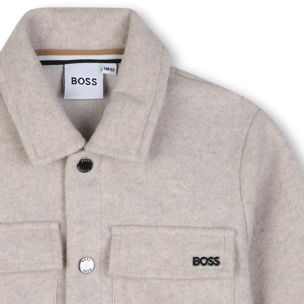 BOSS Kids Giacca in flanella mélange - Ecru antico