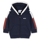 BOSS Kids Felpa con cappuccio e zip a blocchi di colore - Marine