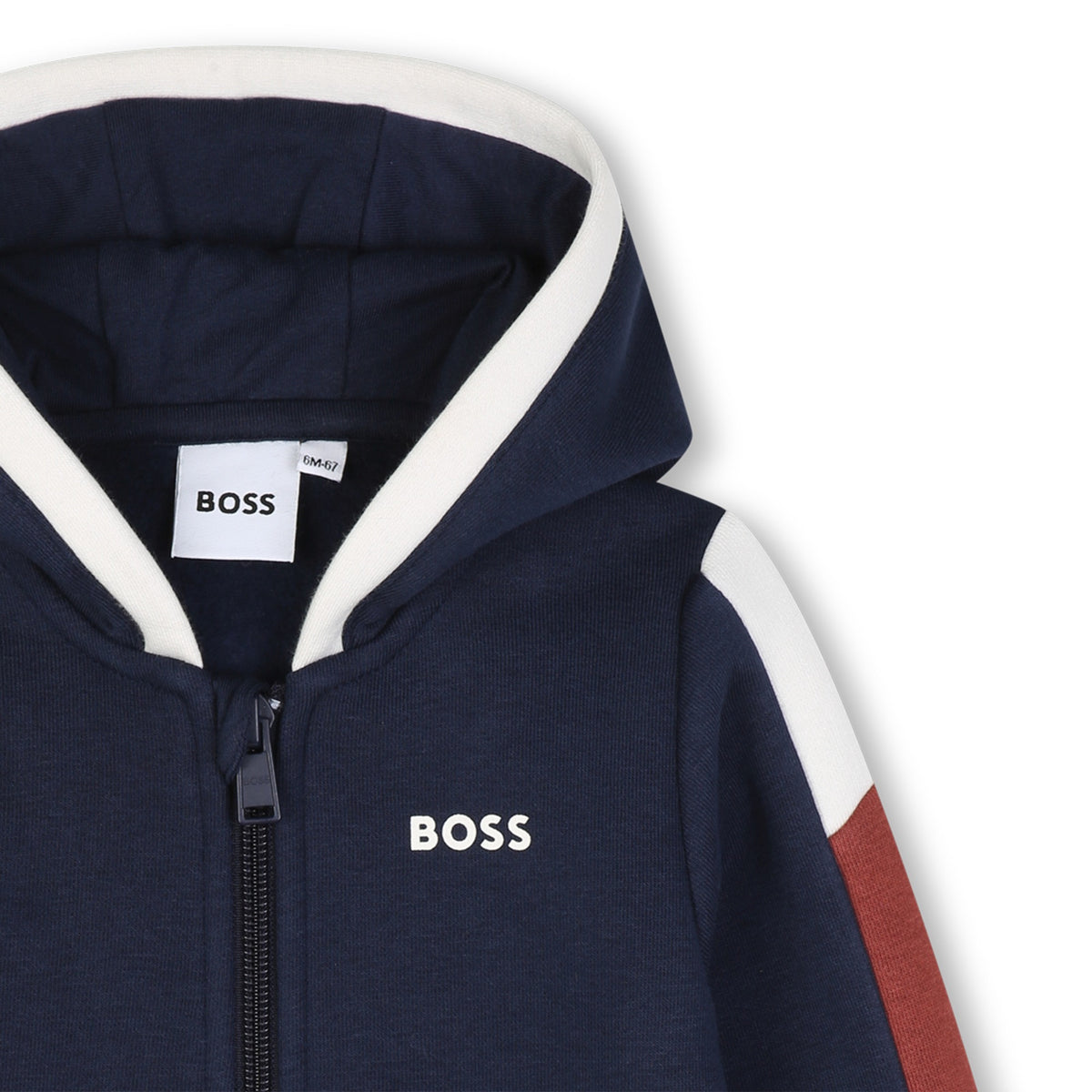 BOSS Kids Felpa con cappuccio e zip a blocchi di colore - Marine