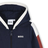 BOSS Kids Felpa con cappuccio e zip a blocchi di colore - Marine