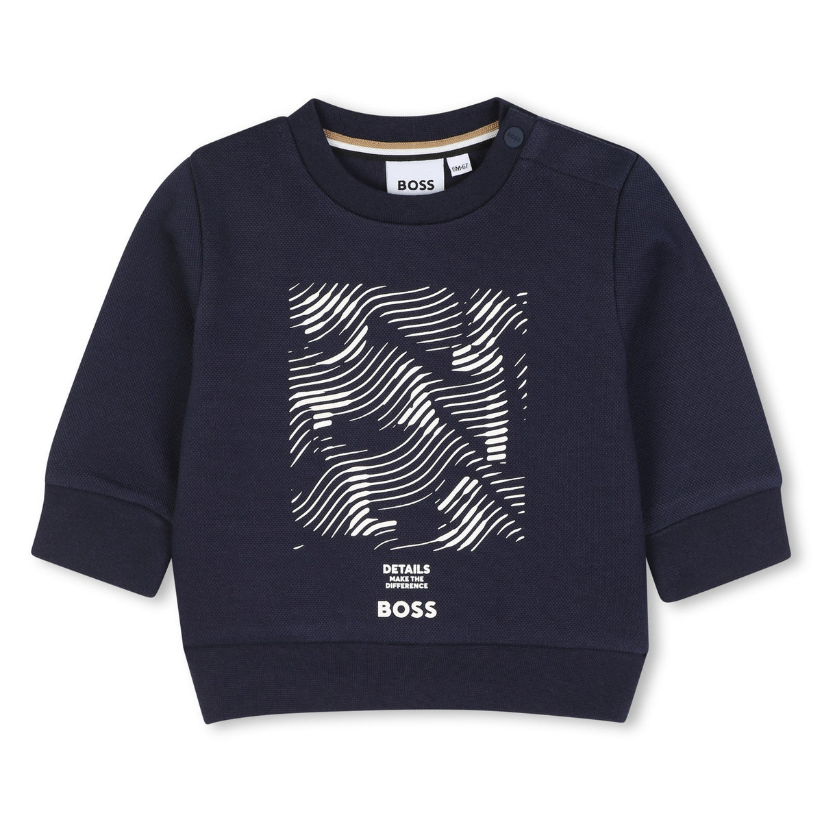 BOSS Kids Felpa girocollo in piqué con stampa grafica - Marine