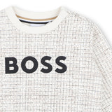 BOSS Kids Felpa con motivo check e grande logo - Avorio