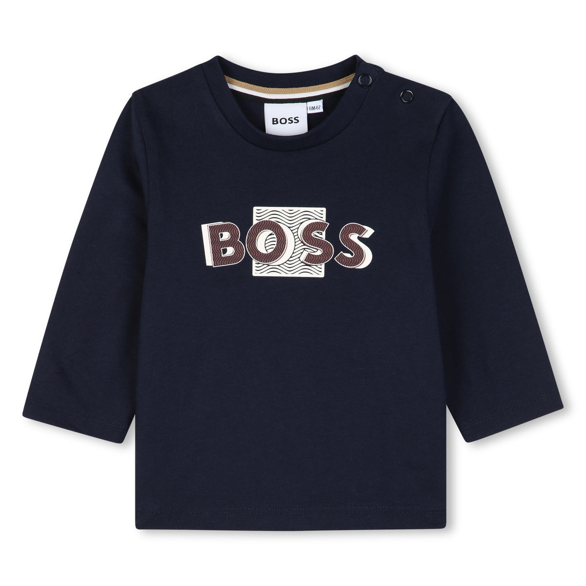 BOSS Kids Maglia a maniche lunghe con logo in rilievo - Marine