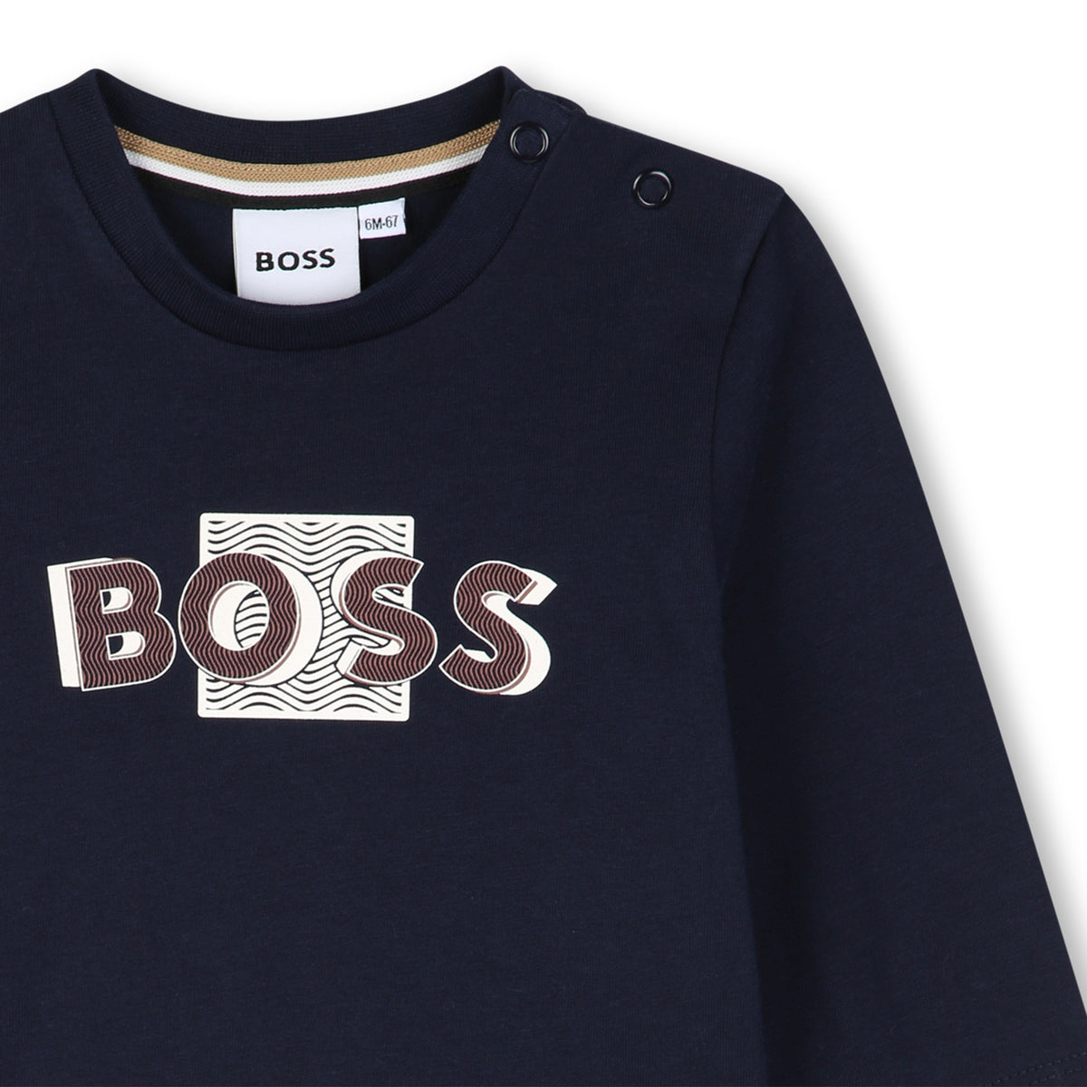 BOSS Kids Maglia a maniche lunghe con logo in rilievo - Marine