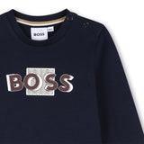 BOSS Kids Maglia a maniche lunghe con logo in rilievo - Marine