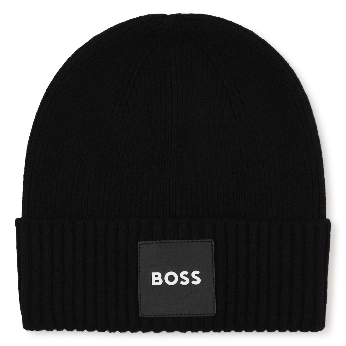 BOSS Kids Berretto in maglia con badge logo - Nero