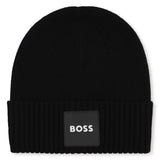 BOSS Kids Berretto in maglia con badge logo - Nero