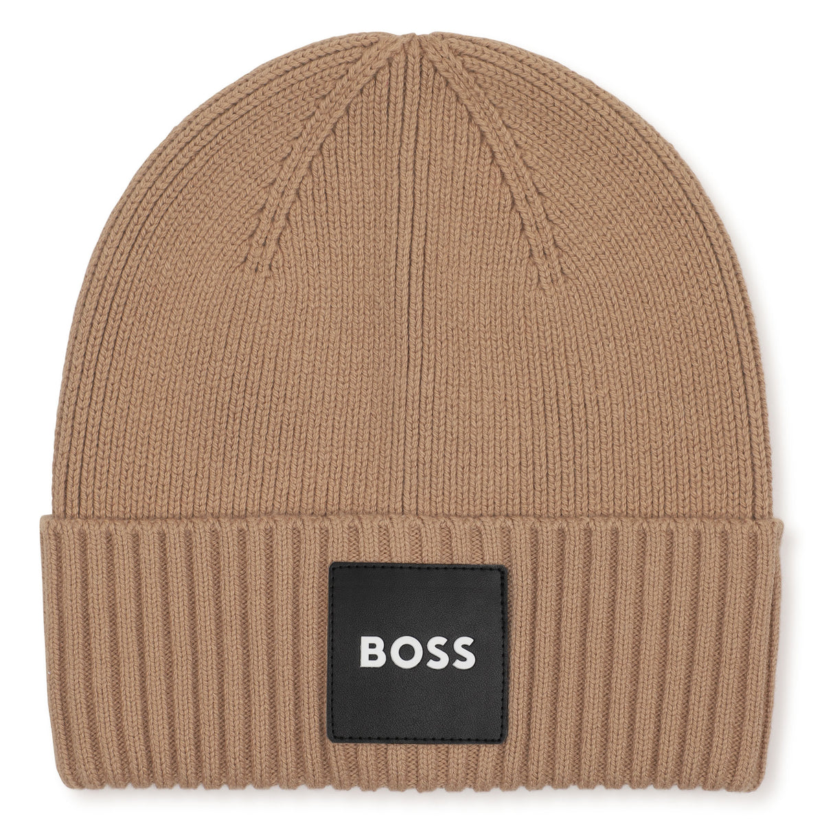 BOSS Kids Berretto in maglia con badge logo - Biscotto