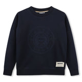 BOSS Kids Felpa in cotone garzato con etichetta logo - Marine