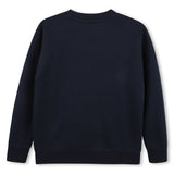BOSS Kids Felpa in cotone garzato con etichetta logo - Marine