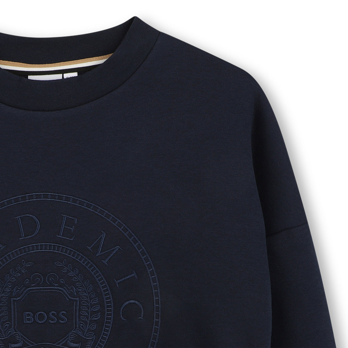 BOSS Kids Felpa in cotone garzato con etichetta logo - Marine