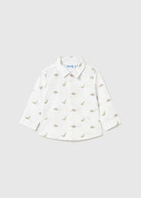 Camicia jacquard stampata neonato - Dinosauri