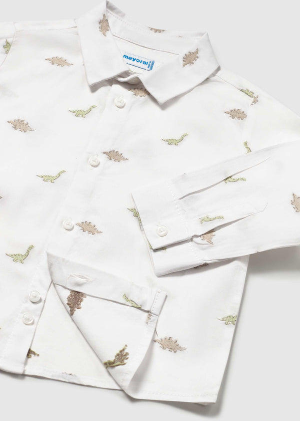 Camicia jacquard stampata neonato - Dinosauri