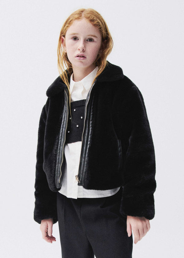 Cappotto pellicciotto ragazza - Nero