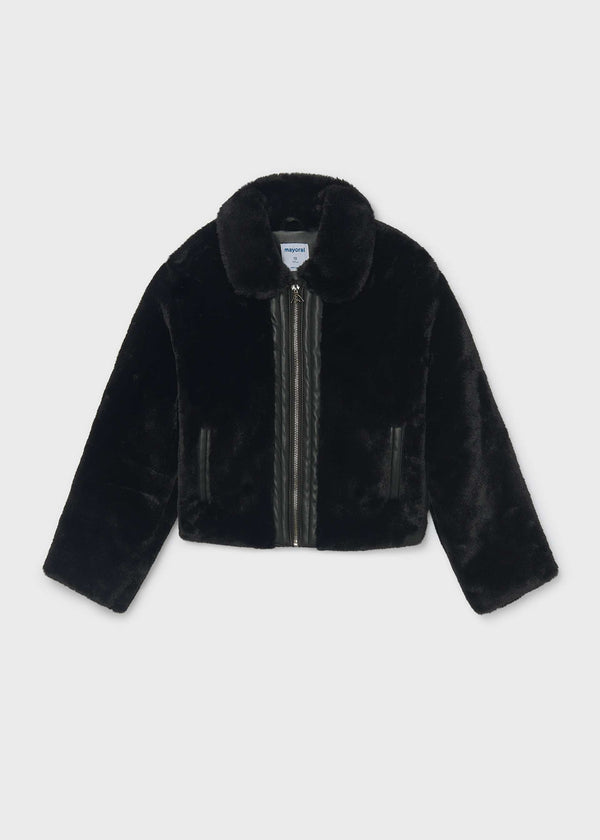Cappotto pellicciotto ragazza - Nero