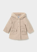 Cappotto teddy con cappuccio neonata - Biscotto
