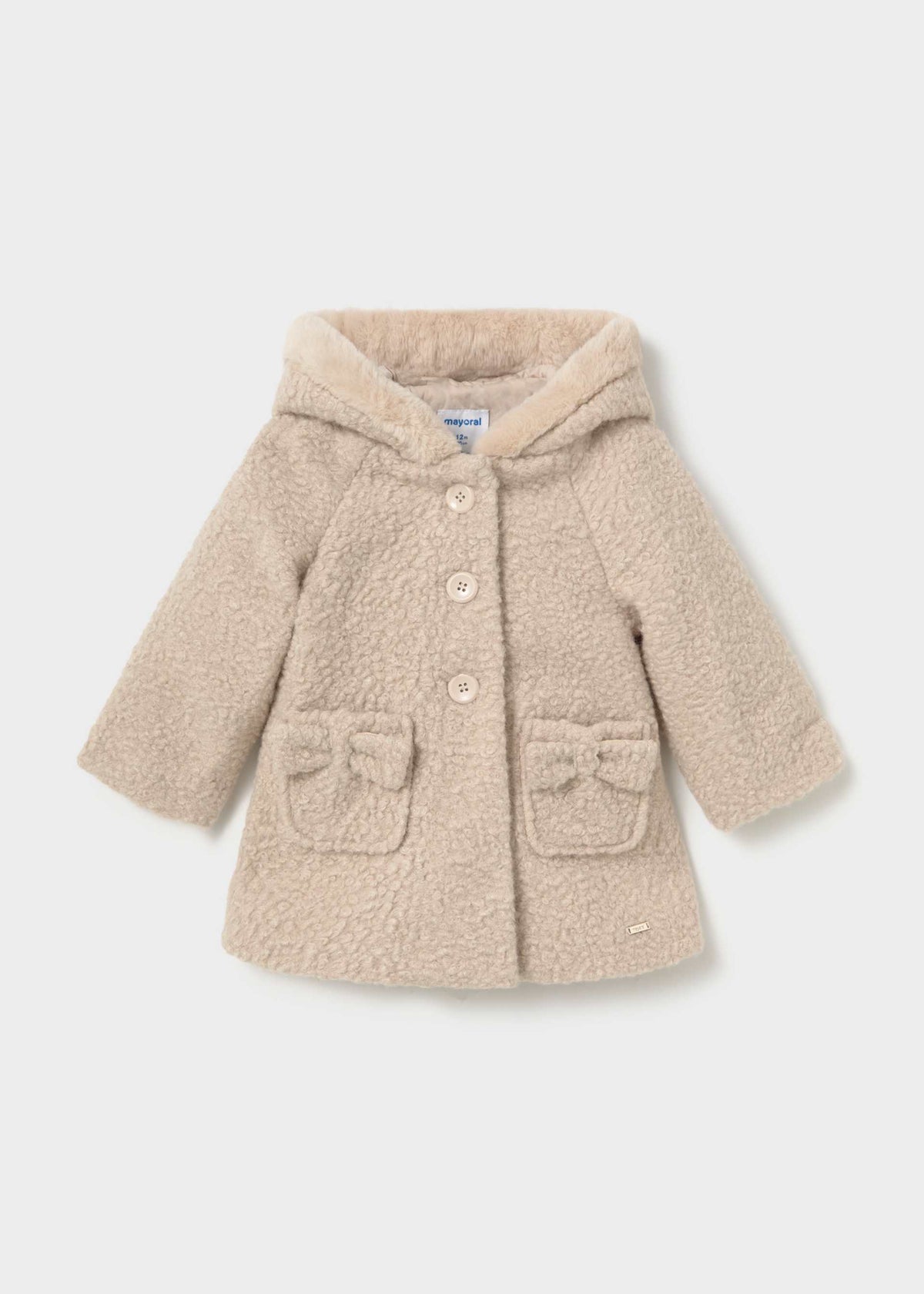 Cappotto teddy con cappuccio neonata - Biscotto