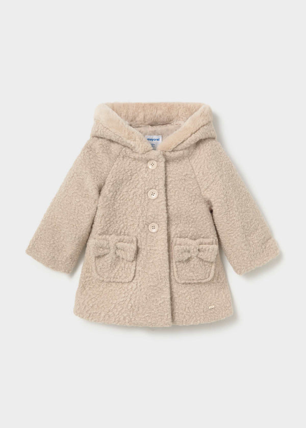 Cappotto teddy con cappuccio neonata - Biscotto