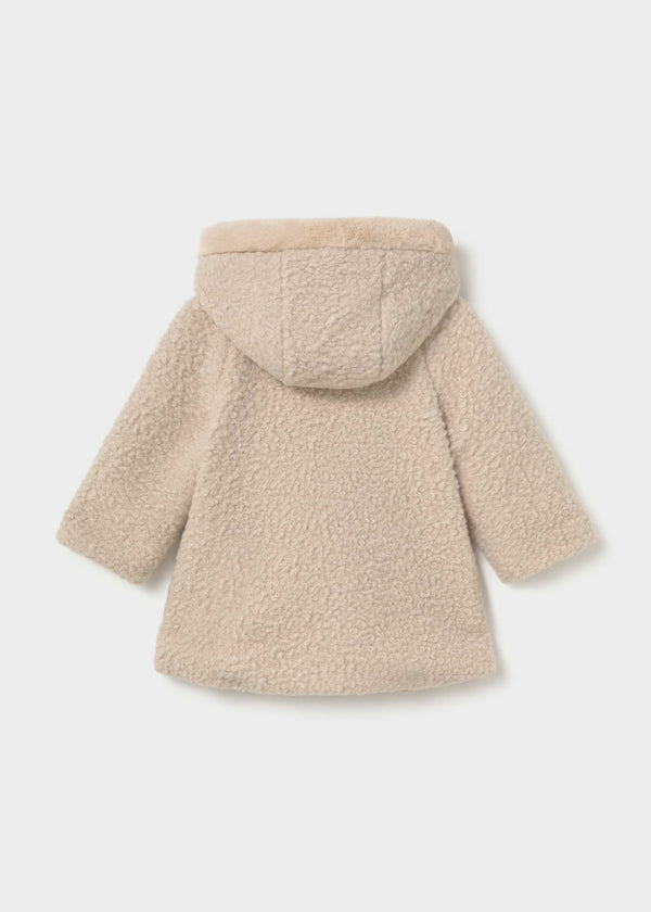 Cappotto teddy con cappuccio neonata - Biscotto