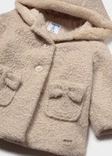 Cappotto teddy con cappuccio neonata - Biscotto