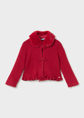 Cardigan con colletto pelliccia bimba - Rosso