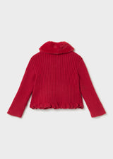 Cardigan con colletto pelliccia bimba - Rosso