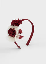 Cerchietto cerimonia fiore e fiocco bimba - Rosso