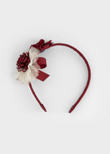 Cerchietto cerimonia fiore e fiocco bimba - Rosso
