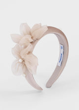 Cerchietto velluto fiori bambina - Champagne