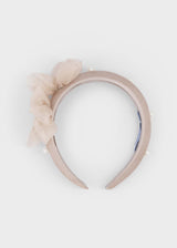 Cerchietto velluto fiori bambina - Champagne