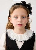 Cerchietto velluto fiori bambina - Nero