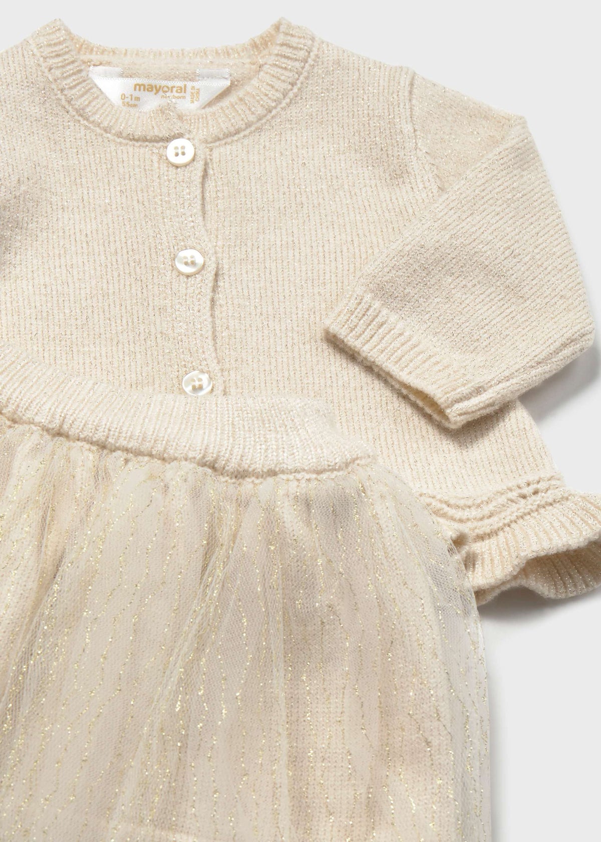 Completo 3 pezzi cardigan neonata - Champagne