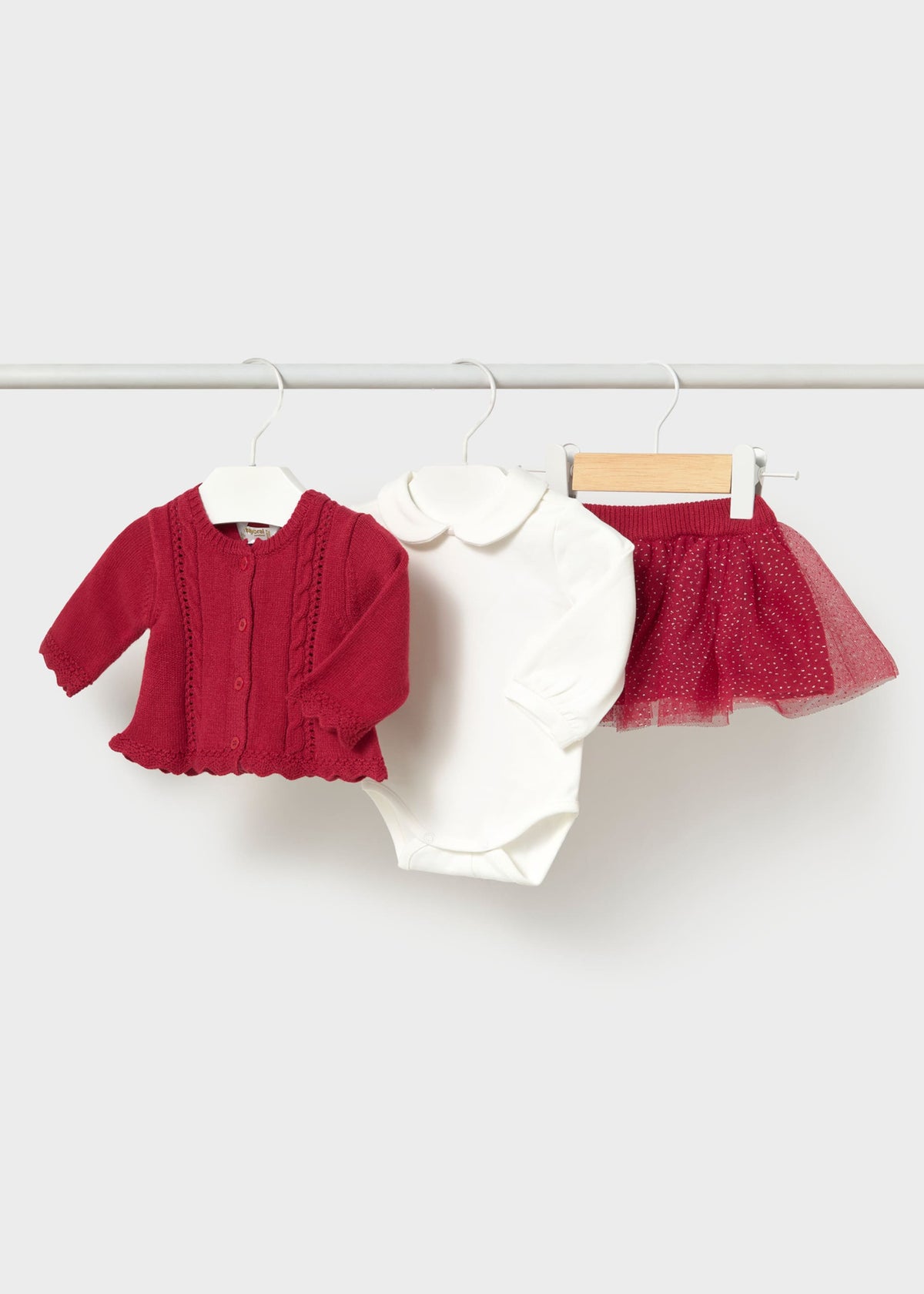 Completo 3 pezzi cardigan neonata - Red