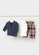 Completo 3 pezzi cardigan neonato - Navy