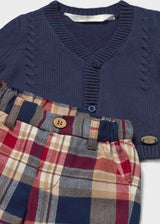 Completo 3 pezzi cardigan neonato - Navy