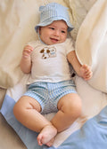 Completo 3 pezzi con cappello con orecchie neonato - Cielo