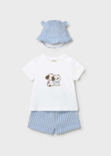 Completo 3 pezzi con cappello con orecchie neonato - Cielo